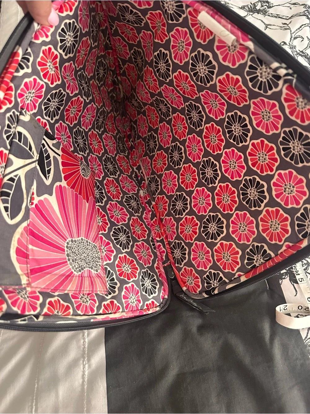 Vera Bradley Floral Quilted Laptop Sleeve in Pink and Gray